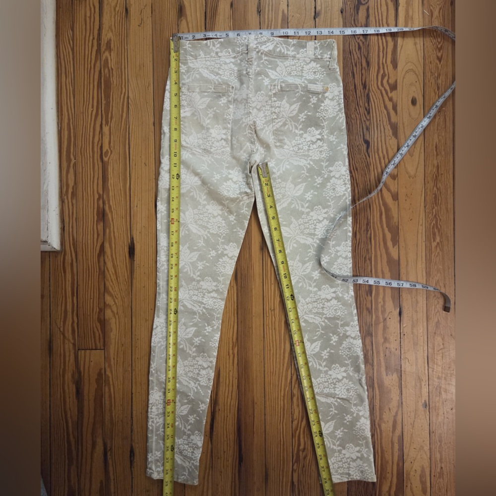 7 For All Mankind Floral Spray Skinny Jeans - Light Gray - Picture 3 of 9